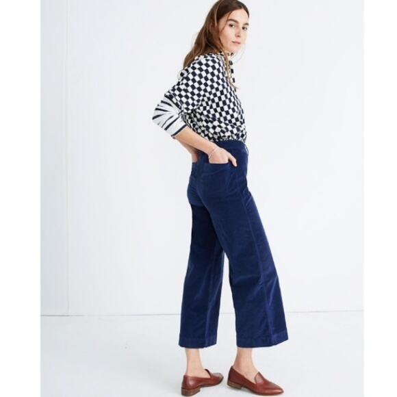 Madewell Emmett Wide-Leg Crop Velvet Pants sz 35 Plus Size - Picture 3 of 5